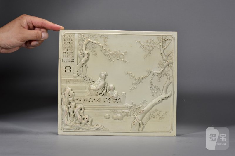 清道光 （传）陈国治江东二美雕瓷瓷板 - 图2